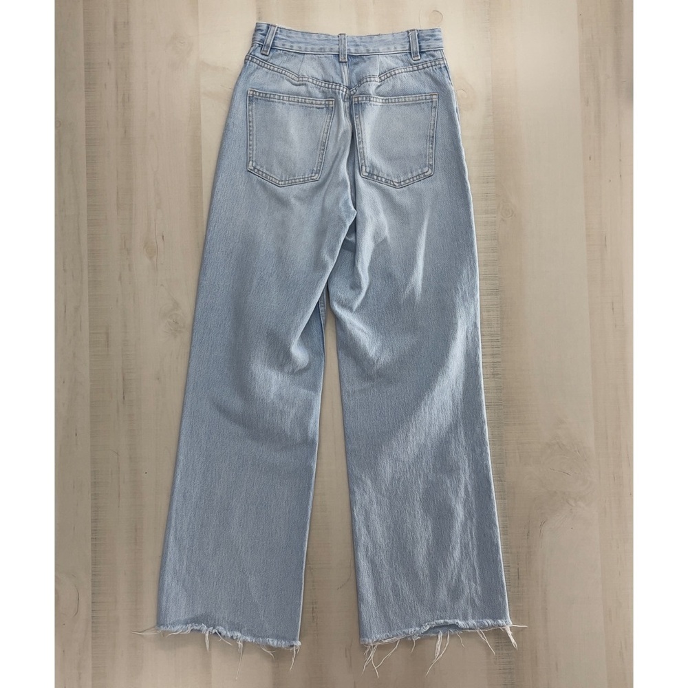 ZARA women’s straight leg raw hem denim cotton jeans 4 - Picture 7 of 7